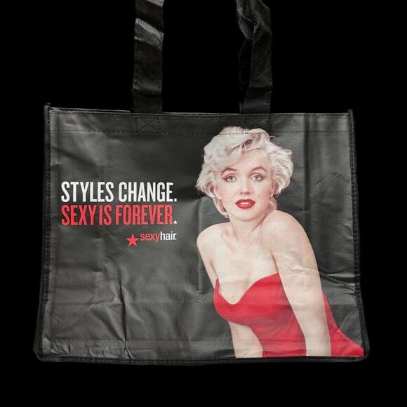 New Marilyn Monroe STYLES CHANGE SEXY IS FOREVER Black Bag Tote - Picture 2 of 3